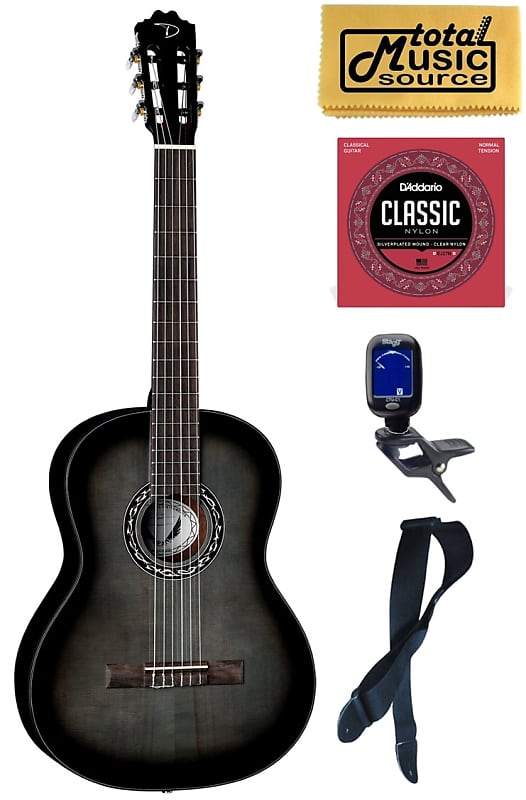цена Акустическая гитара Dean EC BKB Espana Classical Nylon Full Size Guitar, Black Burst, Bundle