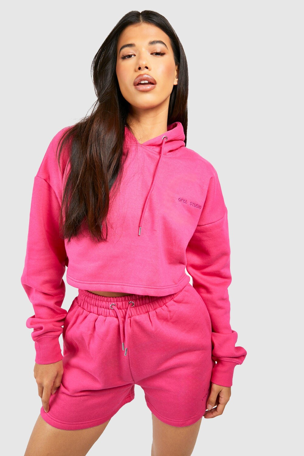 

Короткий спортивный костюм с капюшоном tall dsgn studio Boohoo, розовый