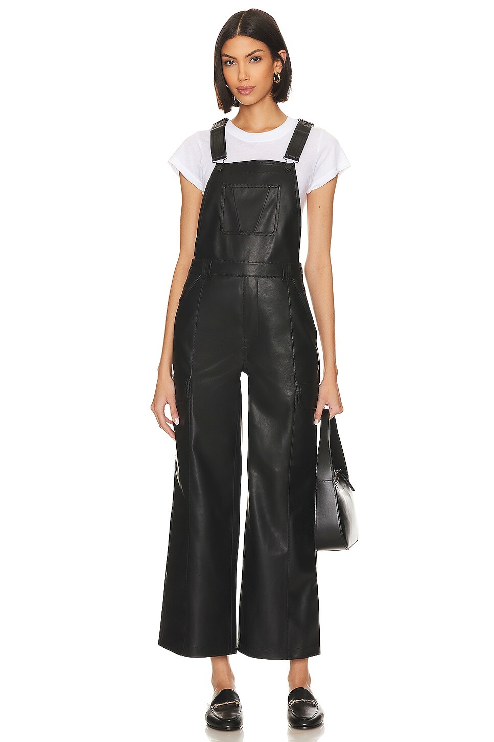 

Комбинезон Hudson Jeans Utility Faux Leather Wide Leg Overall, черный