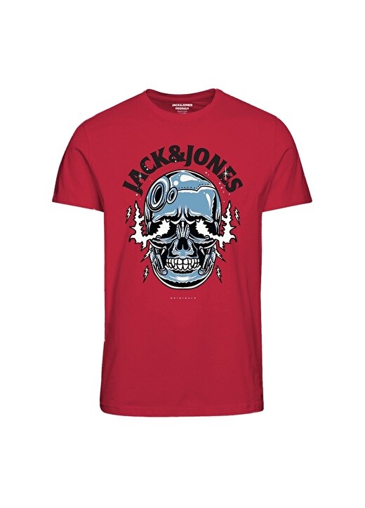 

Красная мужская футболка с круглым вырезом с принтом Jack & Jones, Красный