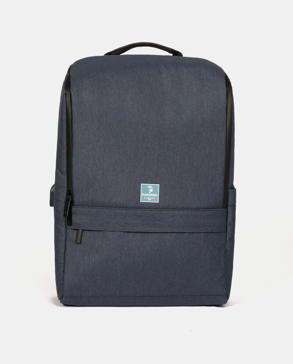 Большой темно-синий водонепроницаемый рюкзак с десятью карманами и отделением для ноутбука Parimex Urban, темно-синий