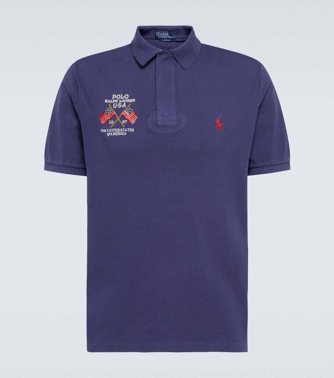 

Рубашка-поло из хлопкового пике с вышивкой Polo Ralph Lauren, синий