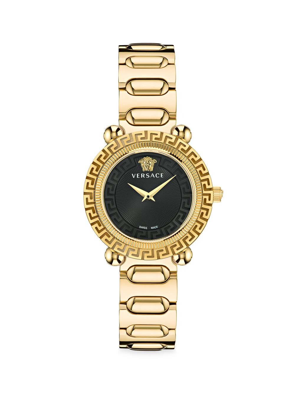 

Часы Greca Twist Goldtone из нержавеющей стали Versace, черный