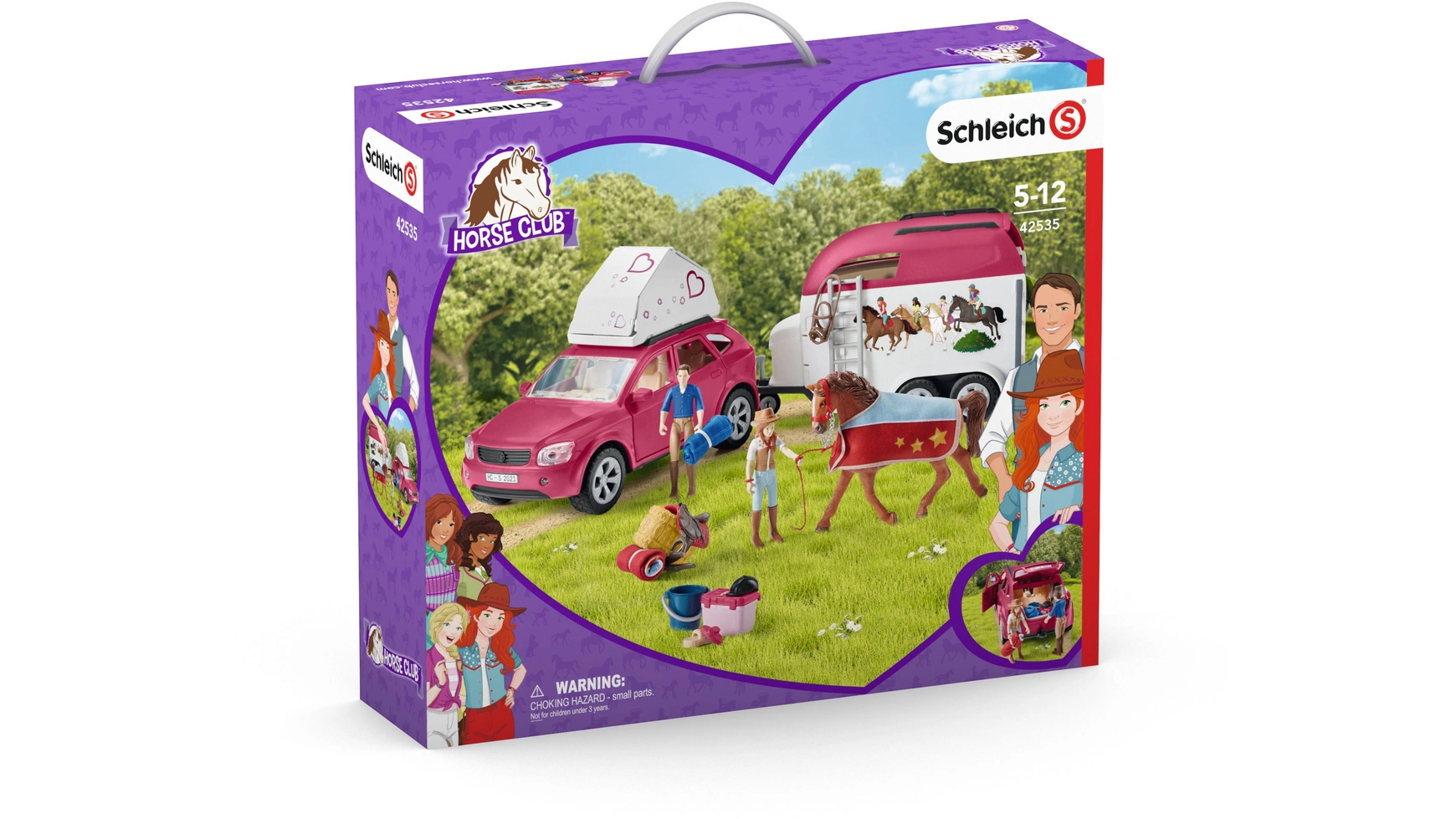 Schleich Конный клуб Приключение с автомобилем и прицепом для лошадей трактор для перевозки лошадей