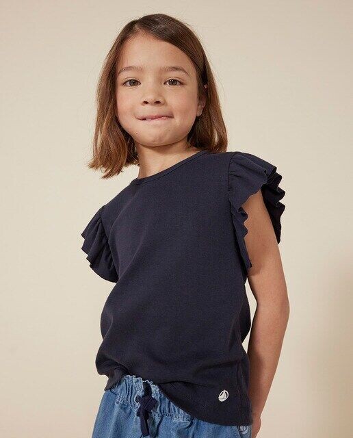 

Хлопковая футболка для девочек Petit Bateau, синий