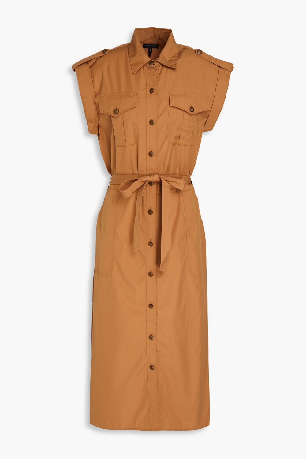 

Платье-рубашка миди из хлопкового поплина Rag & Bone, светло-коричневый