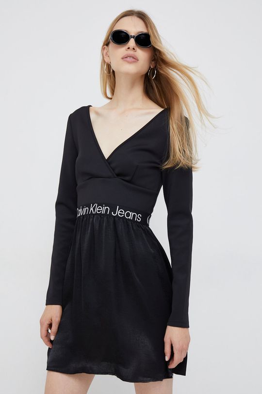 Платье Calvin Klein Jeans, черный хлопковое платье calvin klein jeans бежевый