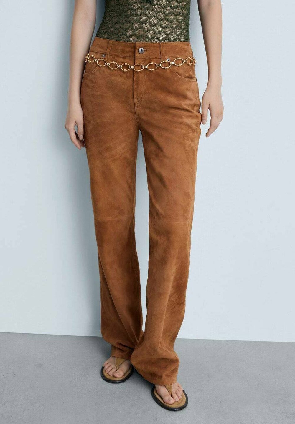 

Кожаные брюки BROOKE Mango, коричневый