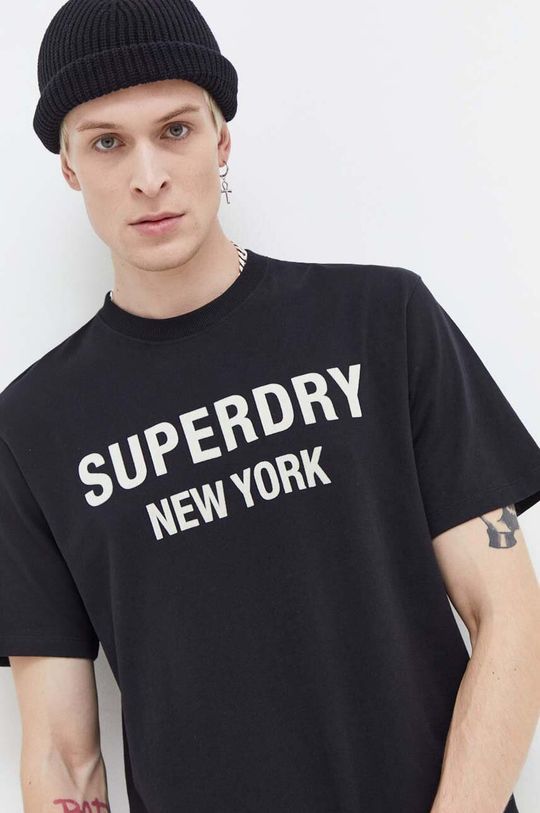 

Хлопковая футболка Superdry, черный