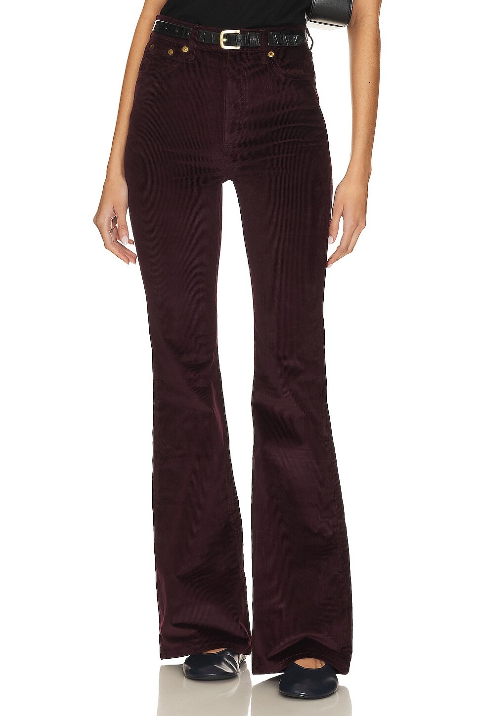 цена Брюки Rag & Bone Casey High-Rise Flare, цвет Burgundy