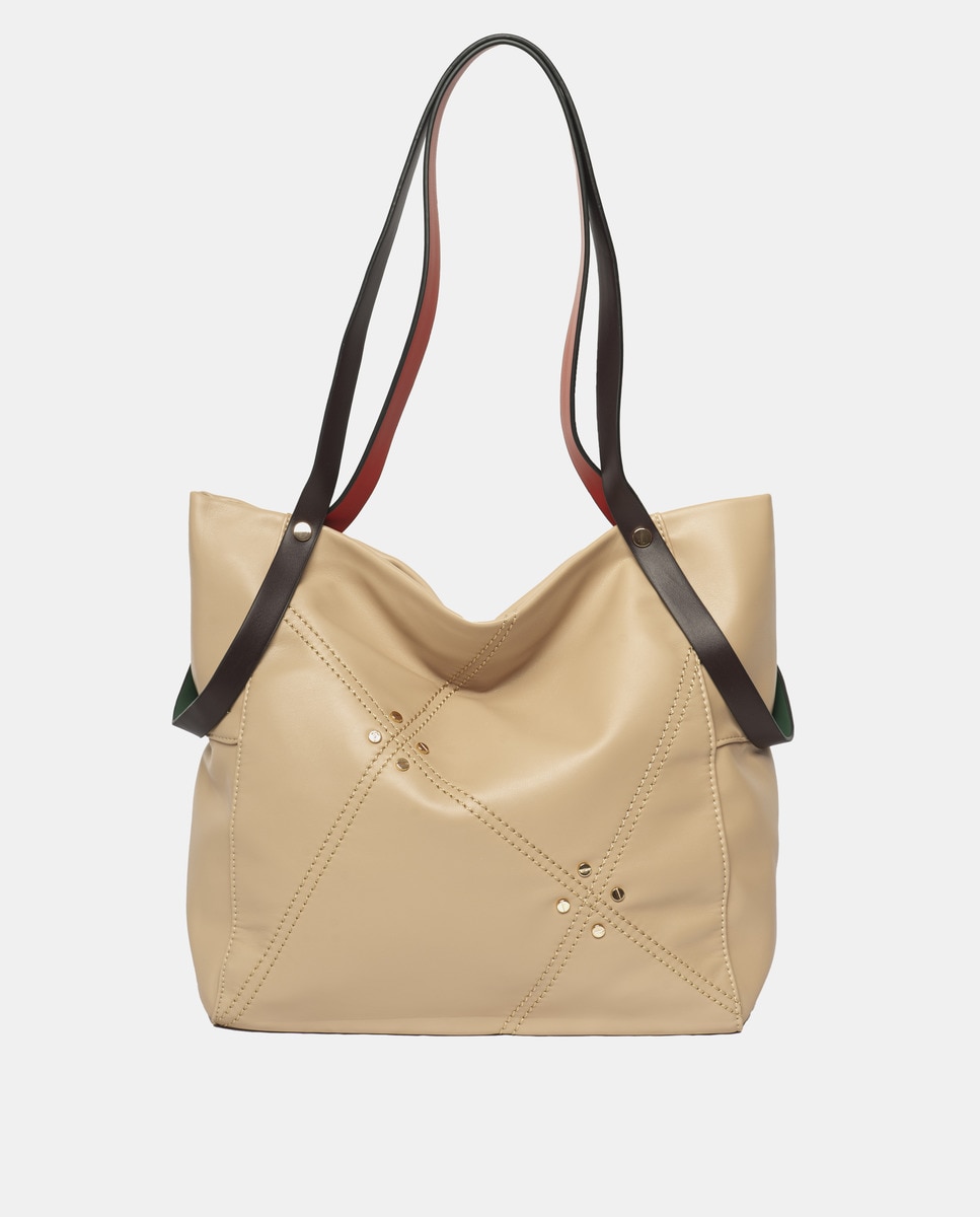 Натуральная сумка-шопер с декоративной строчкой и молнией Robert Pietri сумка шоппер erichkrause текстиль внутренний карман