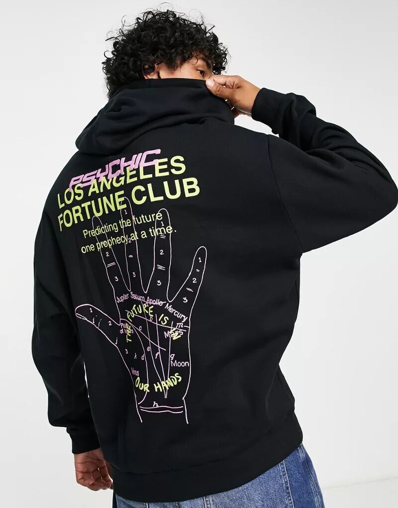 

Черная толстовка оверсайз с принтом на спине ASOS