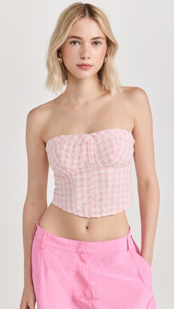 

Топ Free People Leilani Gingham Tube, розовый