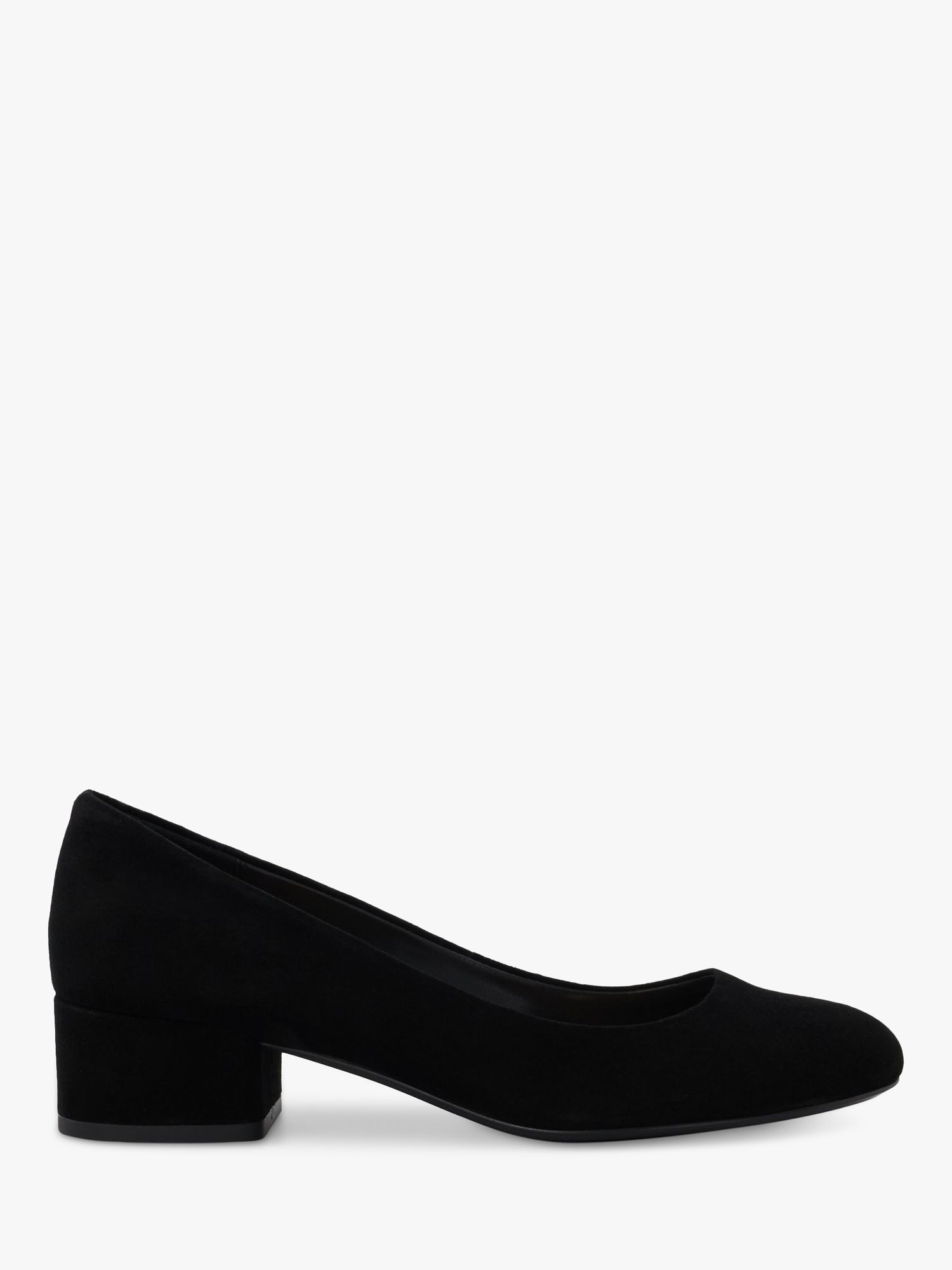 цена Замшевые туфли-лодочки на блочном каблуке со скобками Dune, черный
