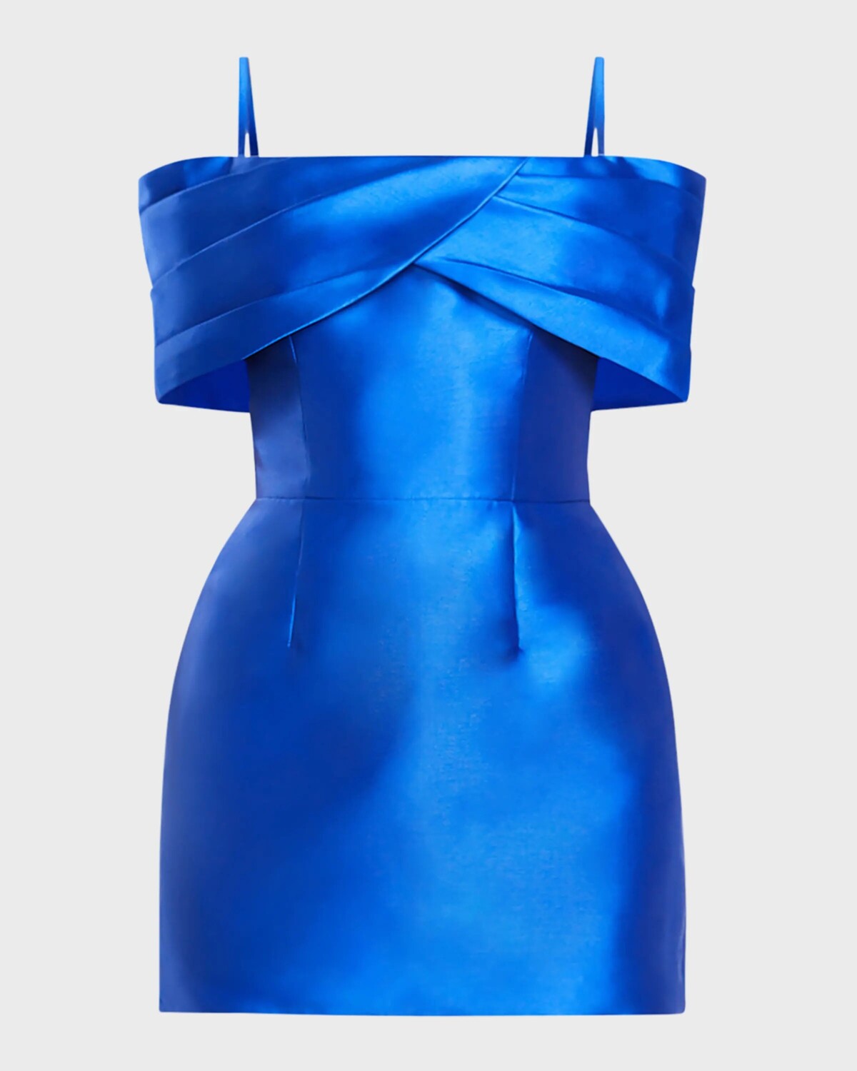 

Плиссированное мини-платье с открытыми плечами Zac Posen, цвет Marine