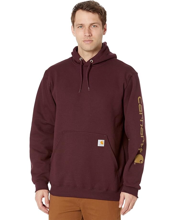 Толстовка Carhartt Midweight Signature Sleeve Logo Hooded, цвет Port толстовка carhartt signature logo midweight черный