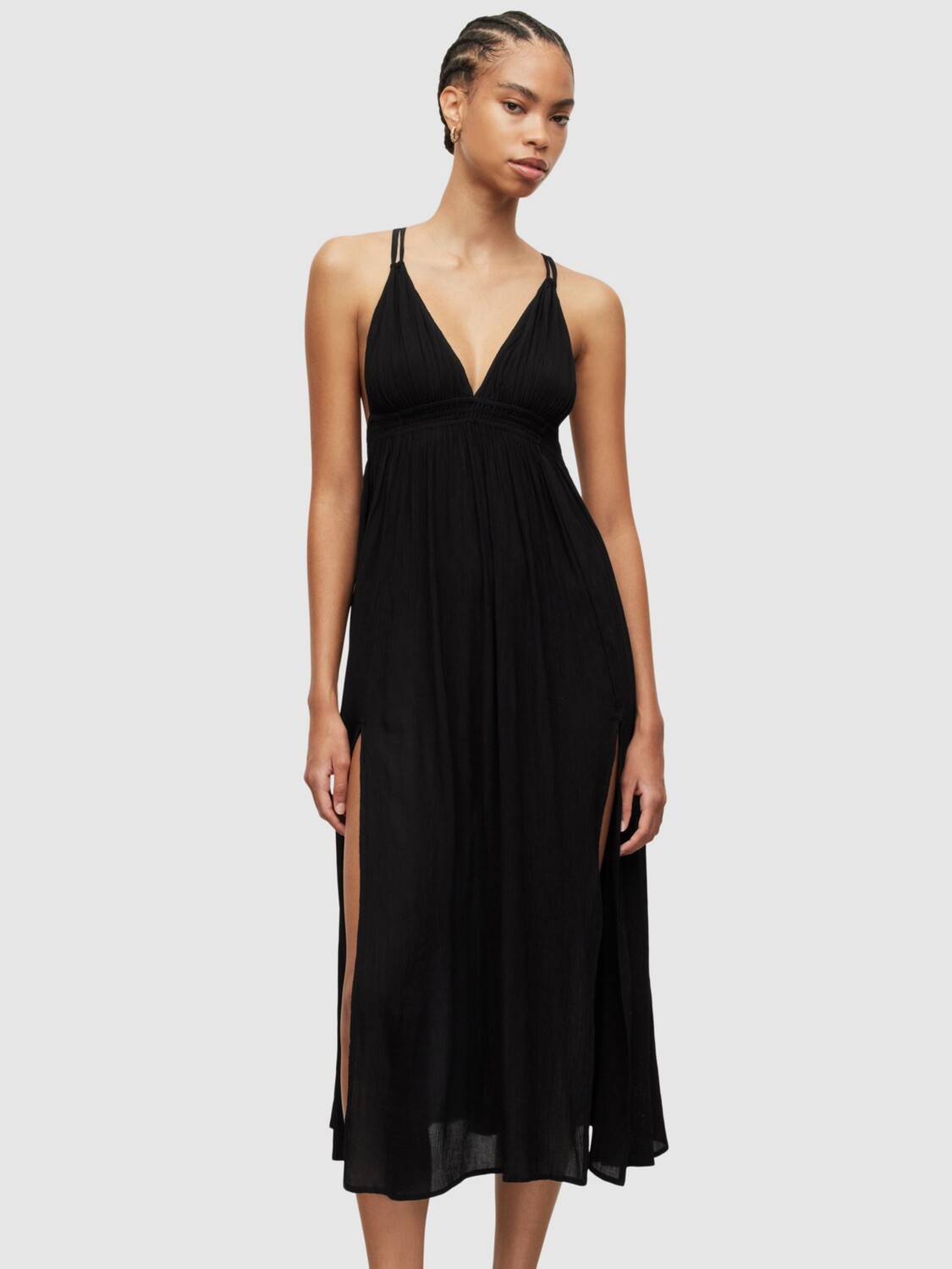 

Платье AllSaints Rosa с V-образным вырезом, черный