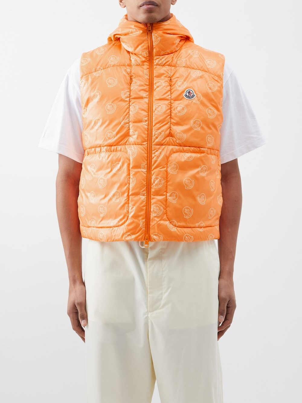 

Пуховик alkarab с капюшоном и логотипом Moncler, оранжевый