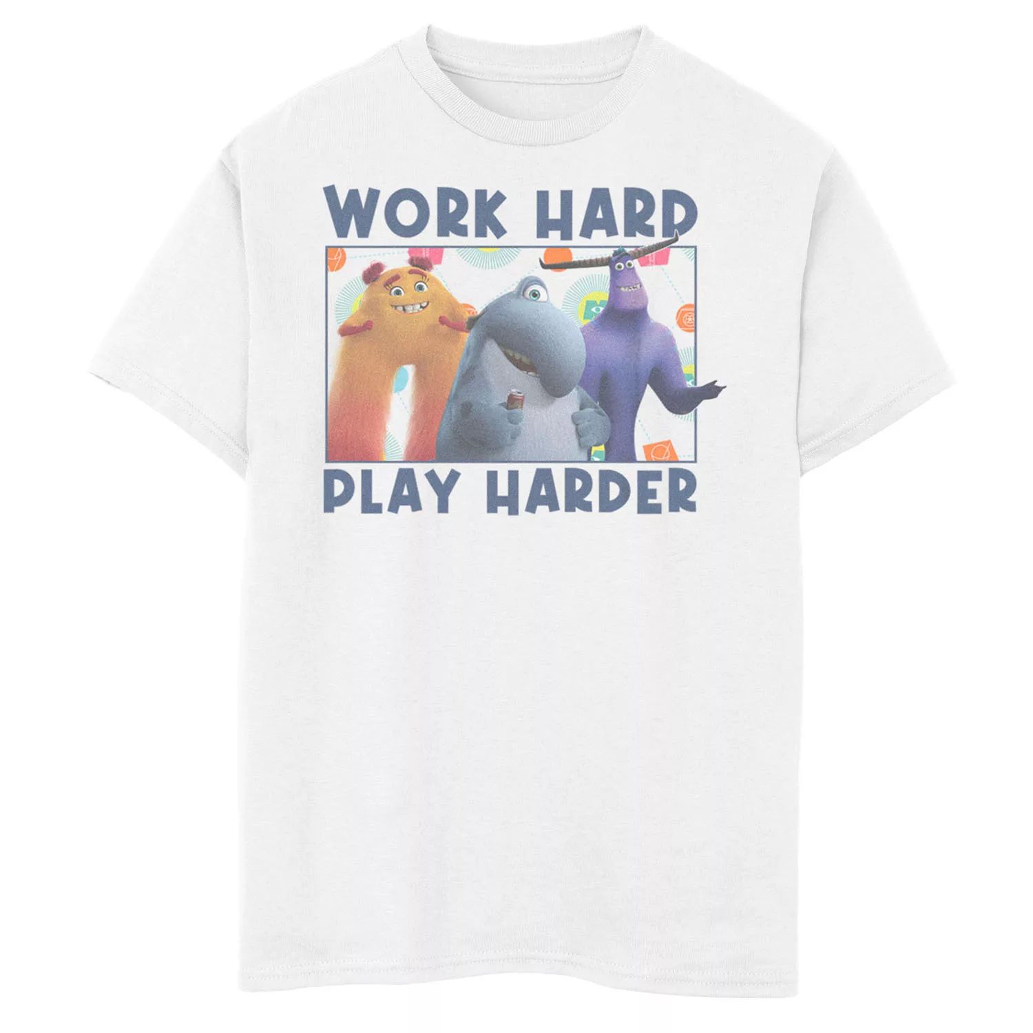 Футболка с надписью «Монстры на работе» Disney/Pixar для мальчиков 8–20 лет «Играйте усерднее» Licensed Character