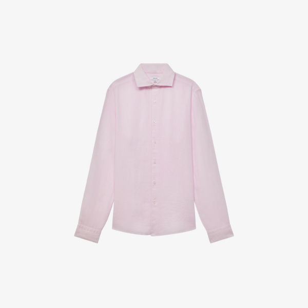 Льняная рубашка Ruban классического кроя Reiss, розовый