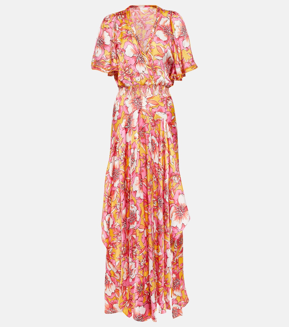 Платье макси с цветочным принтом POUPETTE ST BARTH, оранжевый цена и фото