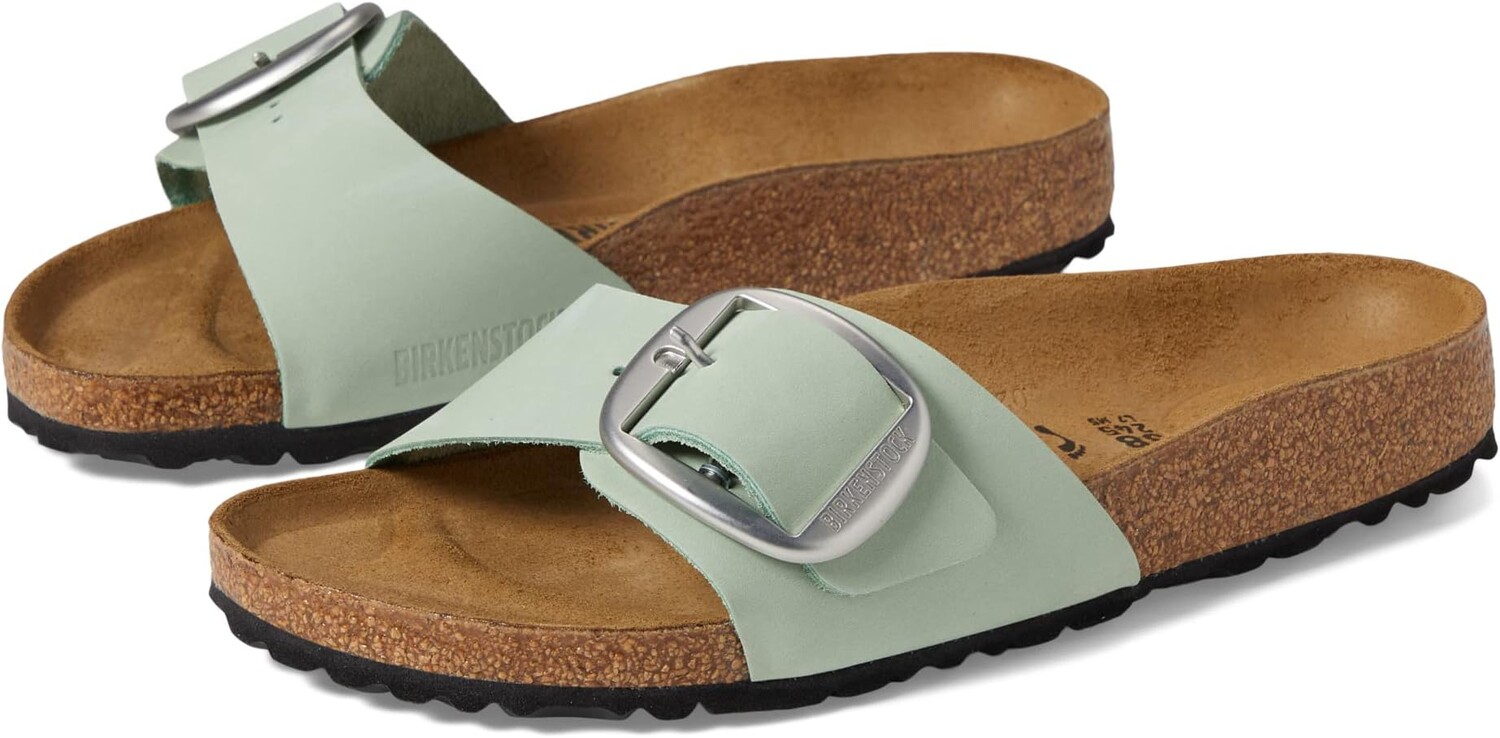 

Сандалии на плоской подошве Madrid Big Buckle - Nubuck Leather Birkenstock, цвет Matcha Nubuck