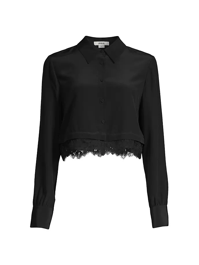 

Укороченная блузка из шелкового крепдешина Jason Wu, черный