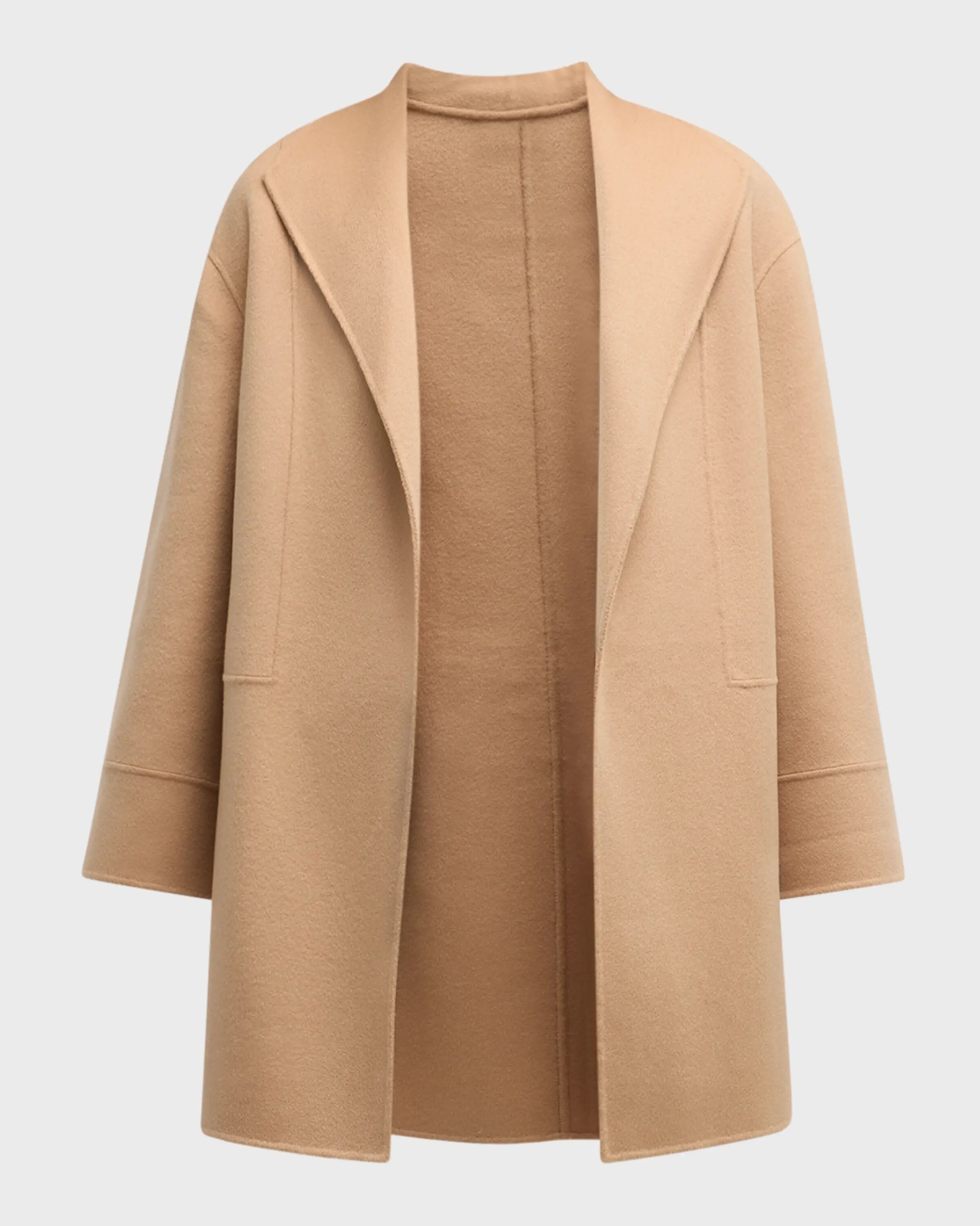 

Кашемировое автомобильное пальто с открытым передом Neiman Marcus Cashmere Collection, цвет Camel