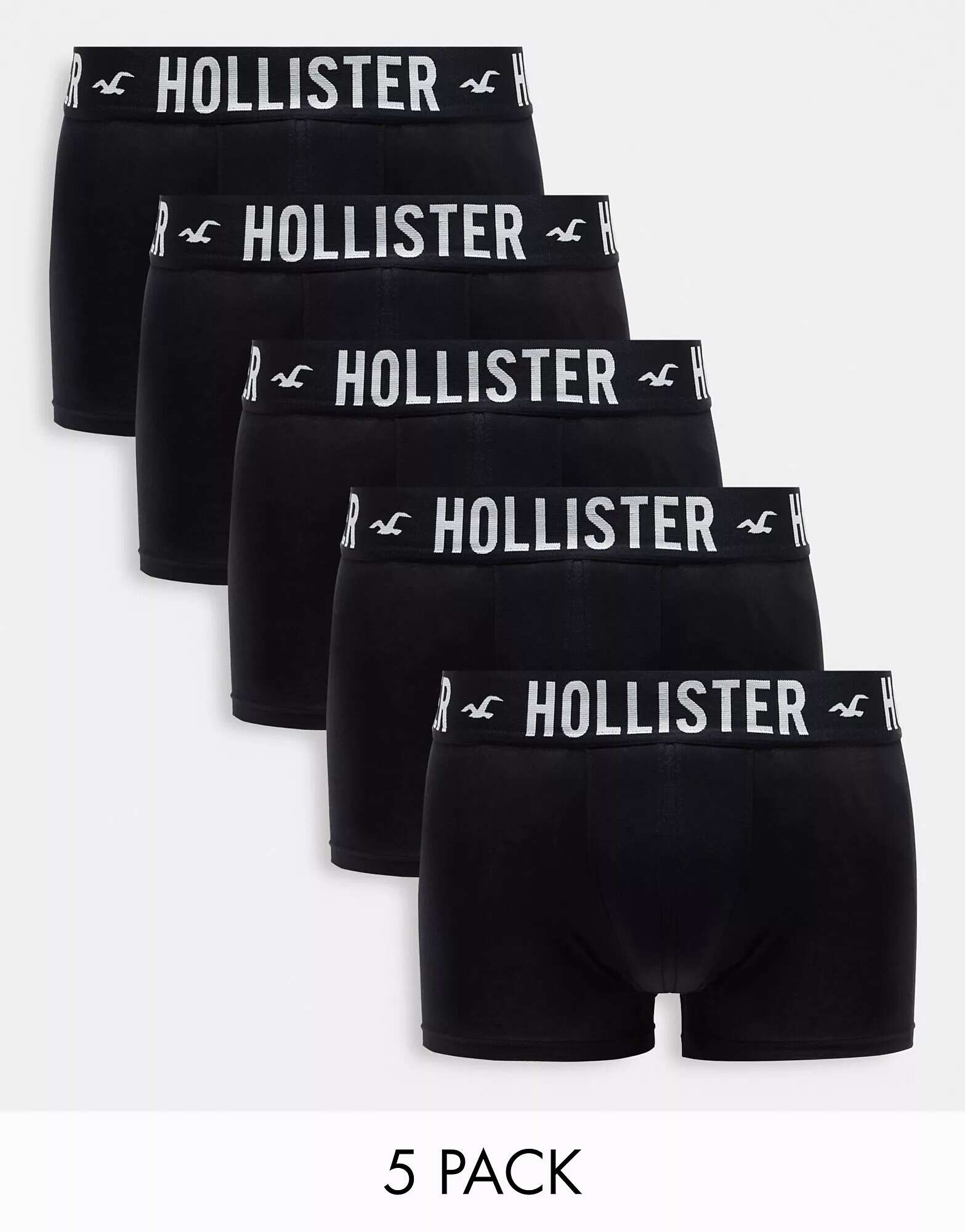 

Черные трусы-стопы с логотипом на поясе Hollister, 5 шт.