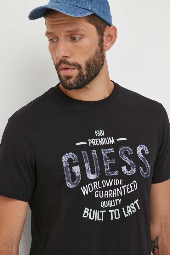 

Хлопковая футболка Guess, черный