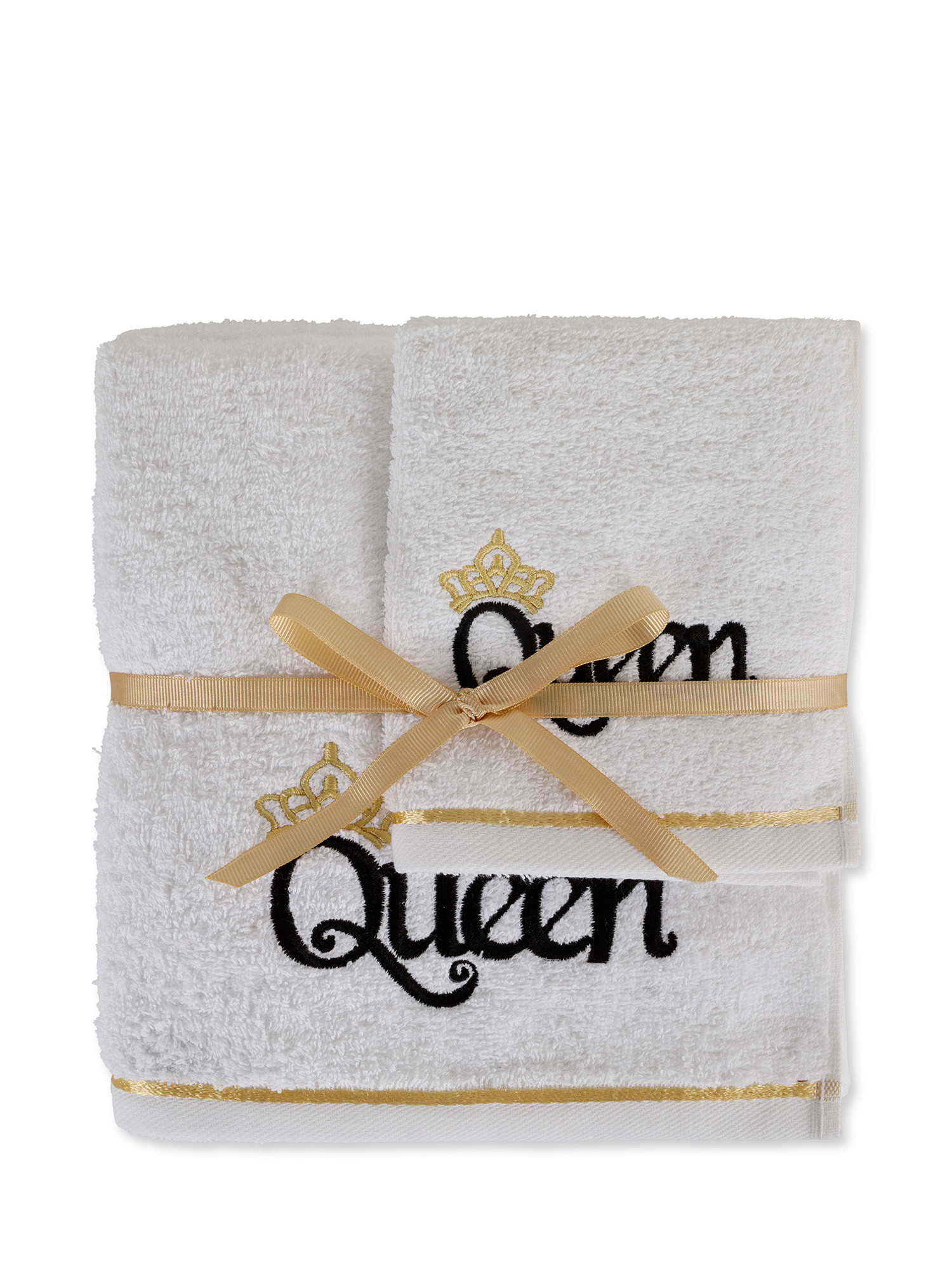 Комплект из 2 полотенец с вышивкой King&Queen., белый комплект полотенец с вышивкой лучшие родители белые