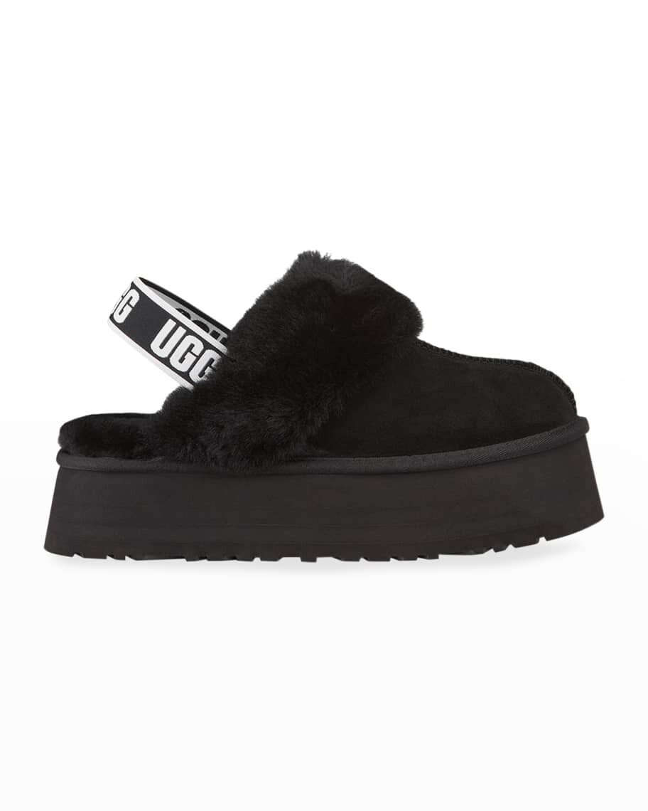 

Замшевые тапочки на платформе с меховой отделкой Funkette UGG