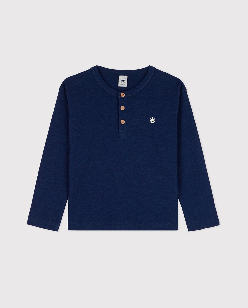 

Хлопковая футболка с длинными рукавами для мальчика Petit Bateau, синий