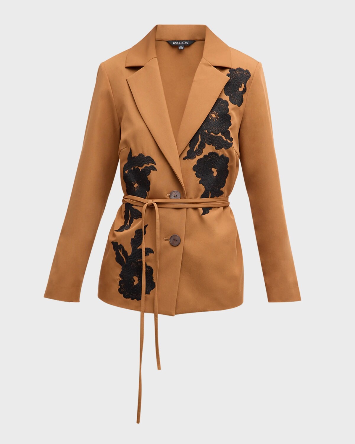 

Приталенный пиджак из твила с цветочной вышивкой Misook, цвет Copper/Black