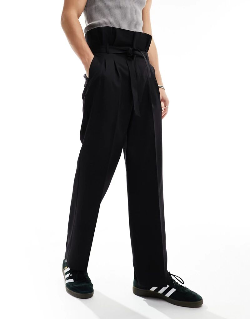 Элегантные черные брюки широкого кроя ASOS элегантные черные льняные брюки узкого кроя asos