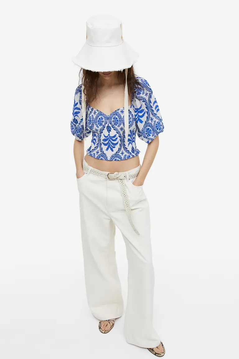 Блузка на резинках H&M, белый