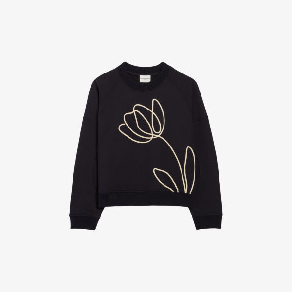 

Хлопковая толстовка с цветочной вышивкой Claudie Pierlot, цвет bleus