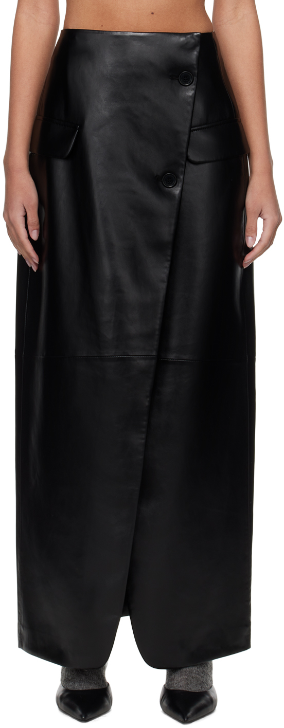 Черная длинная юбка из искусственной кожи Nan The Frankie Shop атласная юбка vince черный