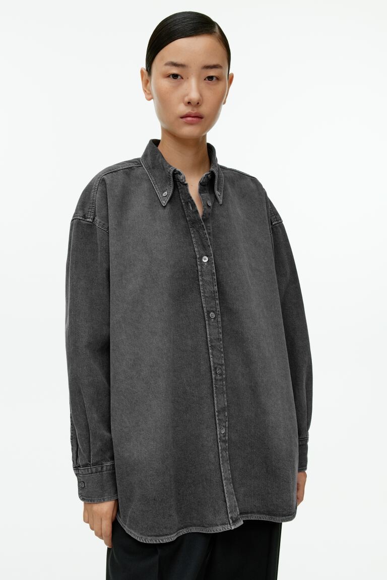 

Джинсовая рубашка оверсайз H&M, черный