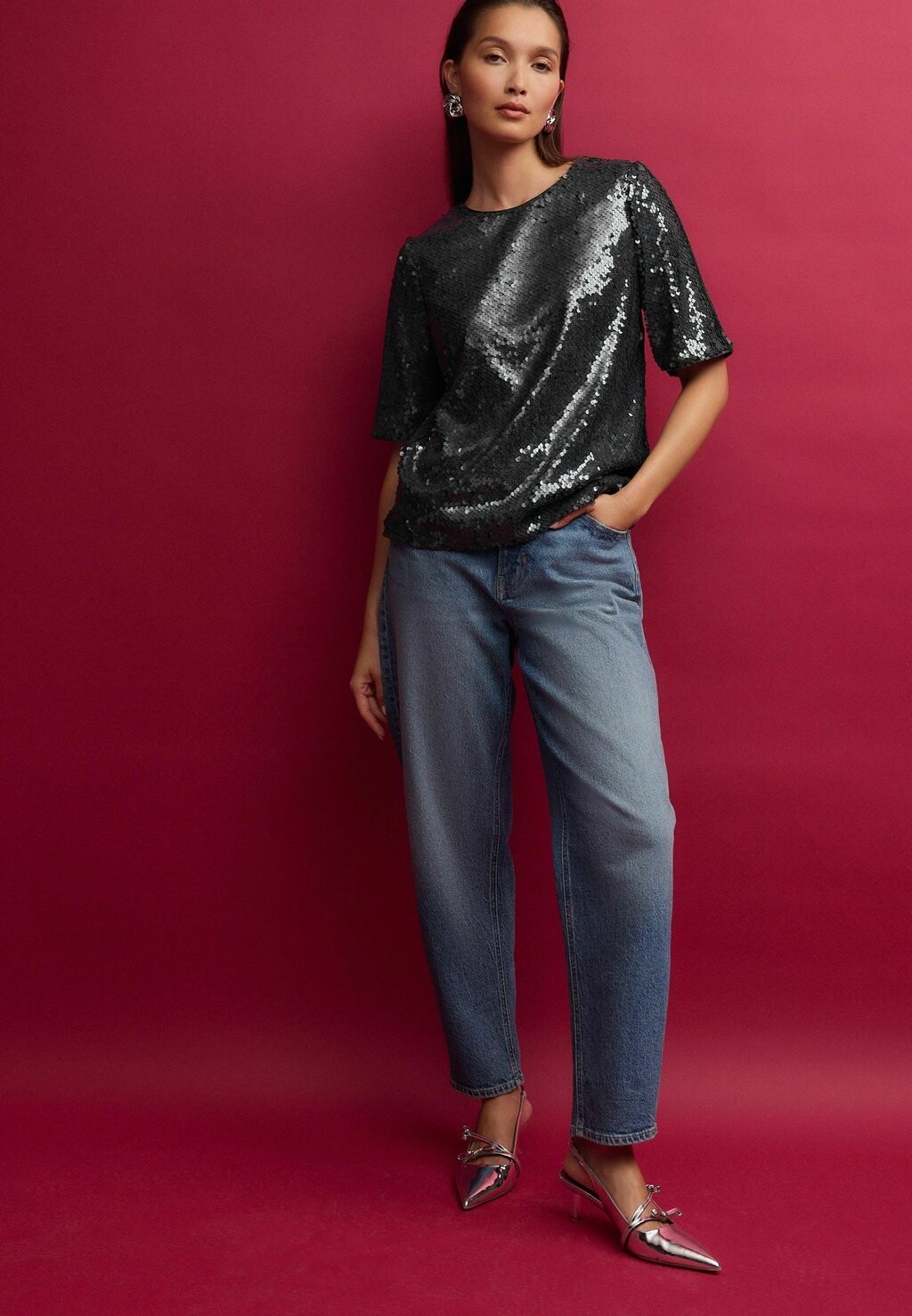 

Блуза SEQUIN- REGULAR FIT Next, серый