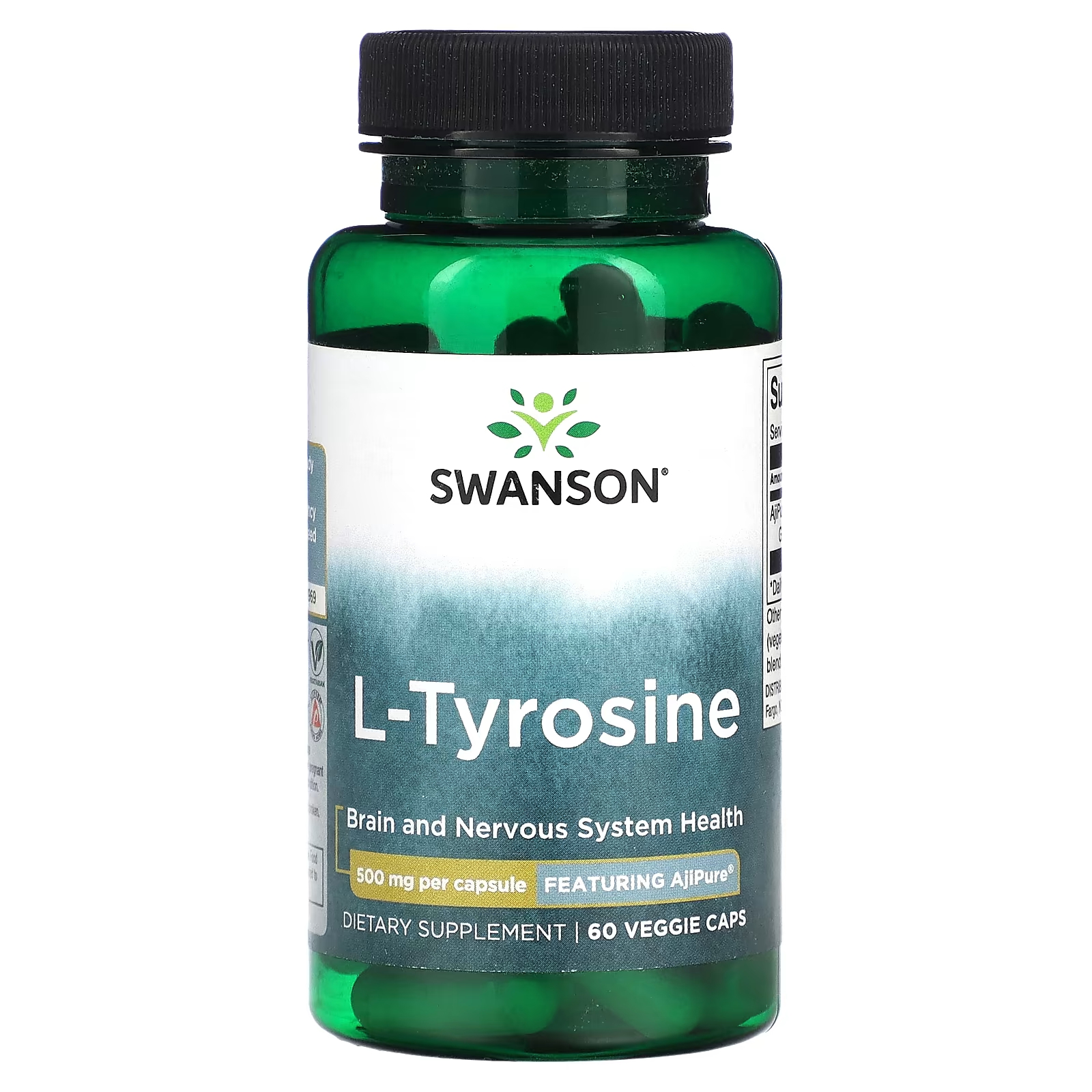 Пищевая добавка Swanson L-тирозин, 500 мг swanson ajipure l тирозин 500 мг 60 капсул