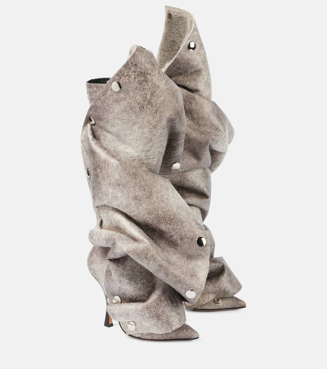 

Сапоги до колена из искусственной кожи с застежкой-кнопкой Y/Project, цвет light grey/dark grey