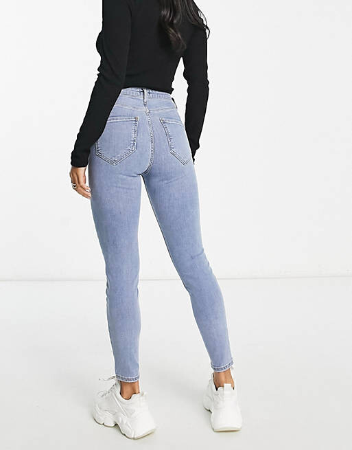 

Синие джинсы скинни с высокой талией River Island Petite Kaia