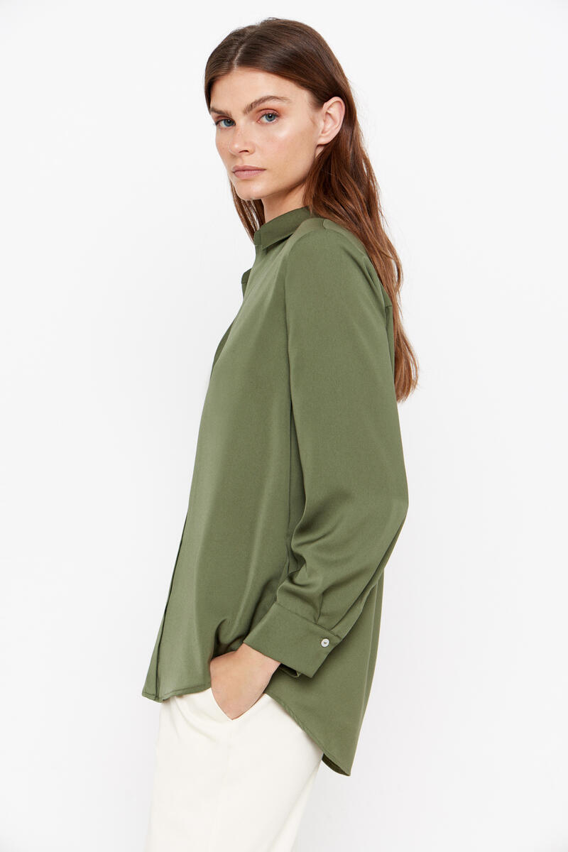 Атласная рубашка Cortefiel, бледно-зеленый