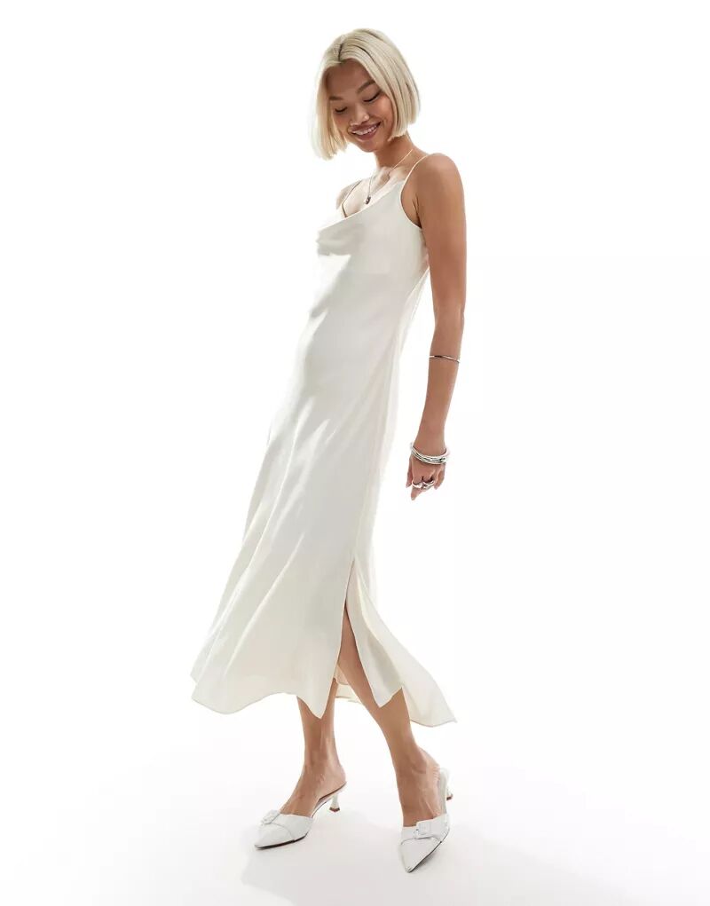Белое атласное платье миди AllSaints Hadley