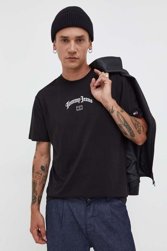 

Хлопковая футболка Tommy Jeans, черный