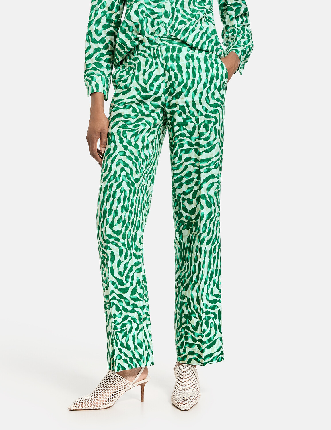 

Брюки Gerry Weber Hose Freizeit lang, цвет Grün Druck