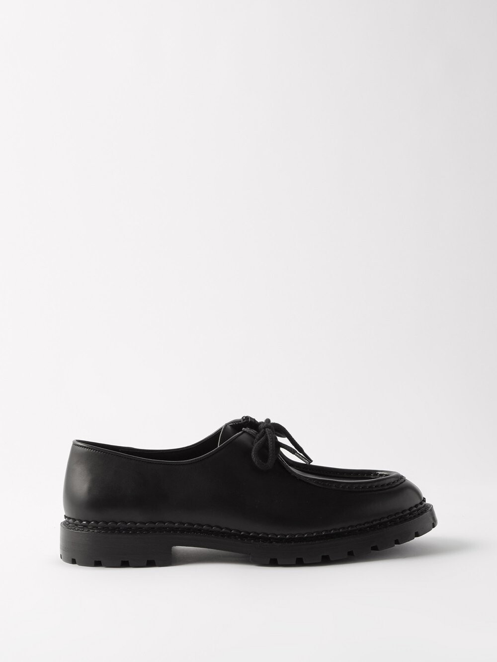 

Кожаные туфли дерби с прошитыми фартуками Saint Laurent, черный