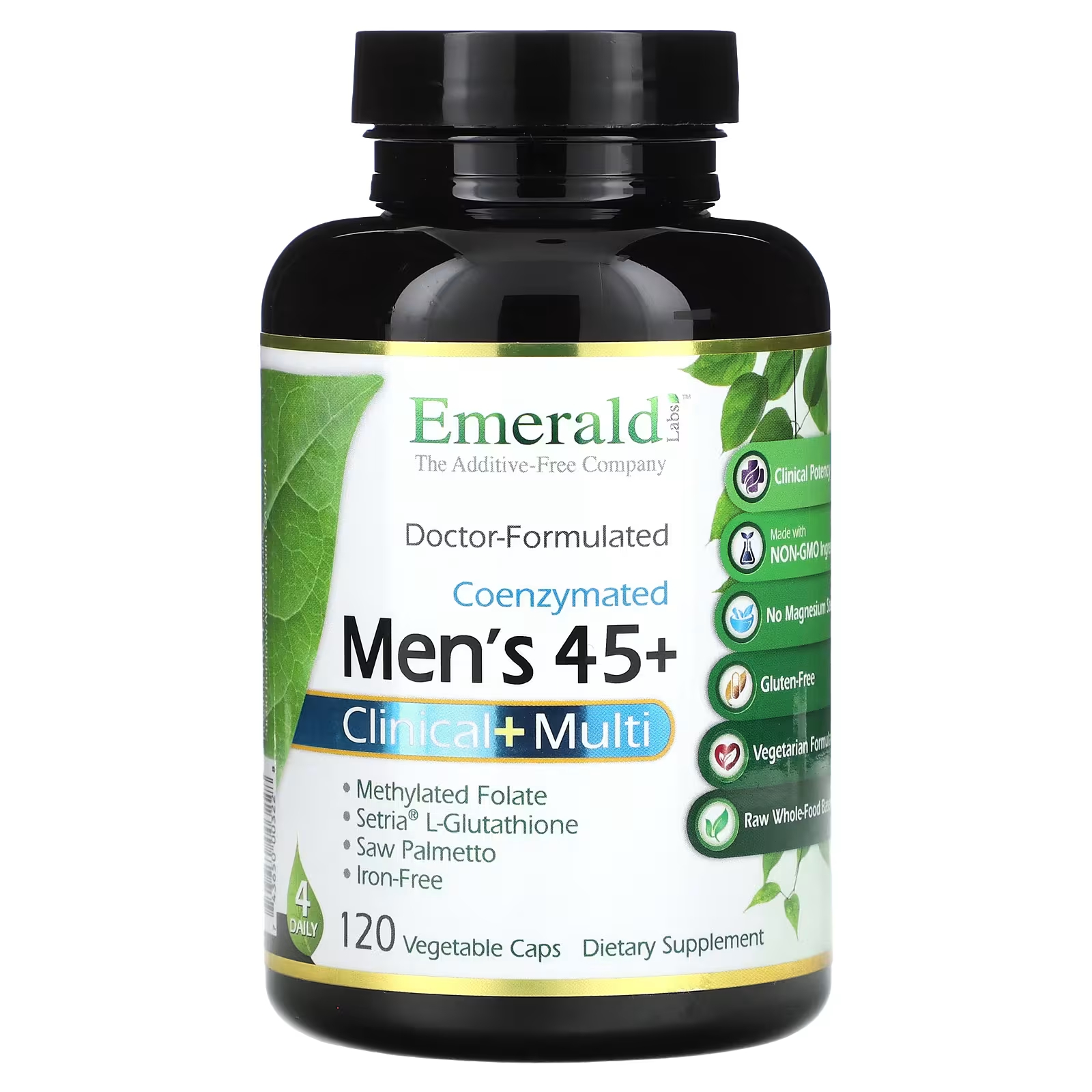 Мульти-витамины коэнзимные Emerald Laboratories мужские 45+, 120 растительных капсул метилированный витамин b emerald laboratories 120 растительных капсул