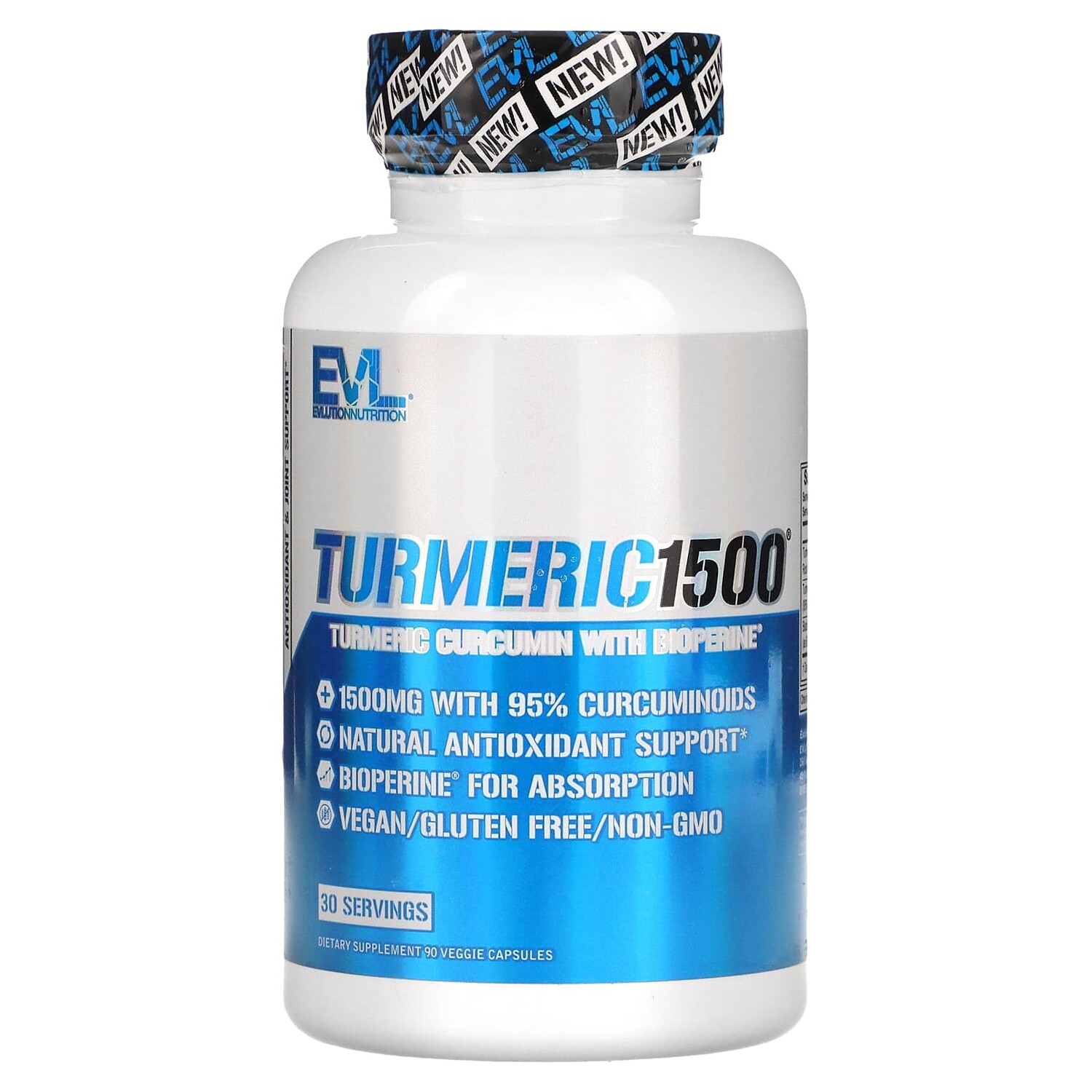 

Turmeric1500, куркумин с экстрактом черного перца Bioperine, 90 вегетарианских капсул, EVLution Nutrition